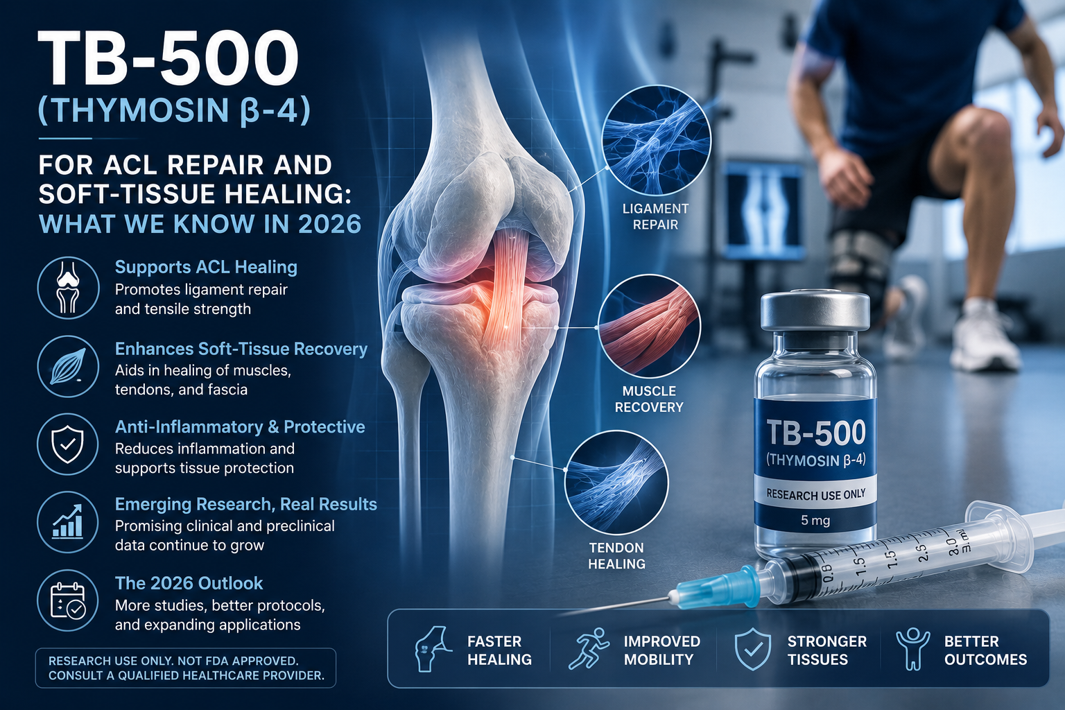 TB-500 (Thymosin β-4) for ACL Repair and Soft-Tissue Healing: What We Know in 2026