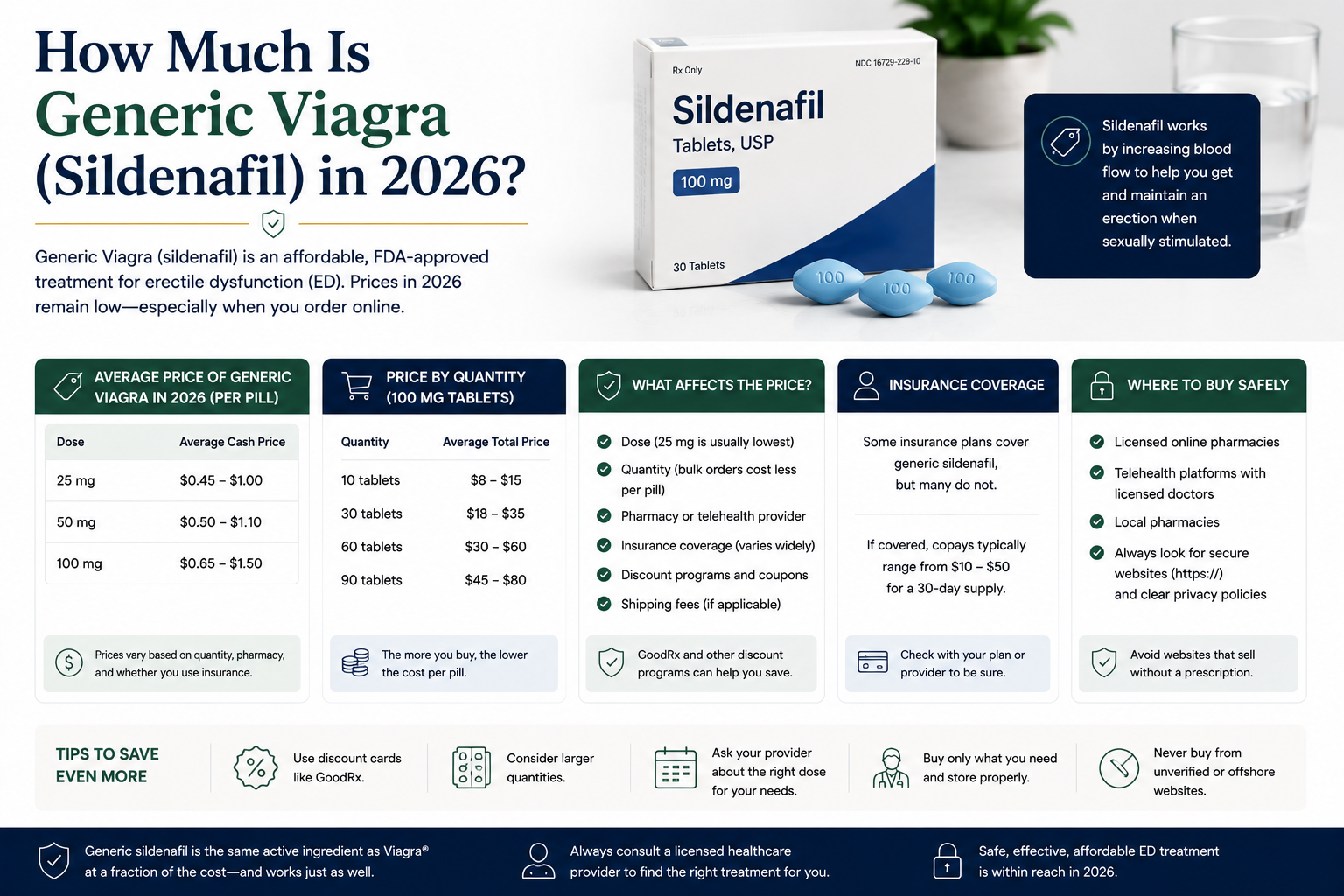 How Much Is Generic Viagra (Sildenafil) in 2026?